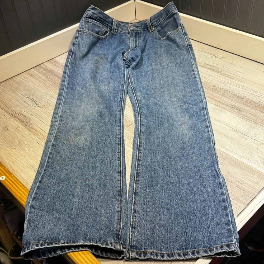Levi's 517 Jeans Mens 33x32 (Fits 32x31.5) Blue Bootcut Denim Distressed‎ Grunge